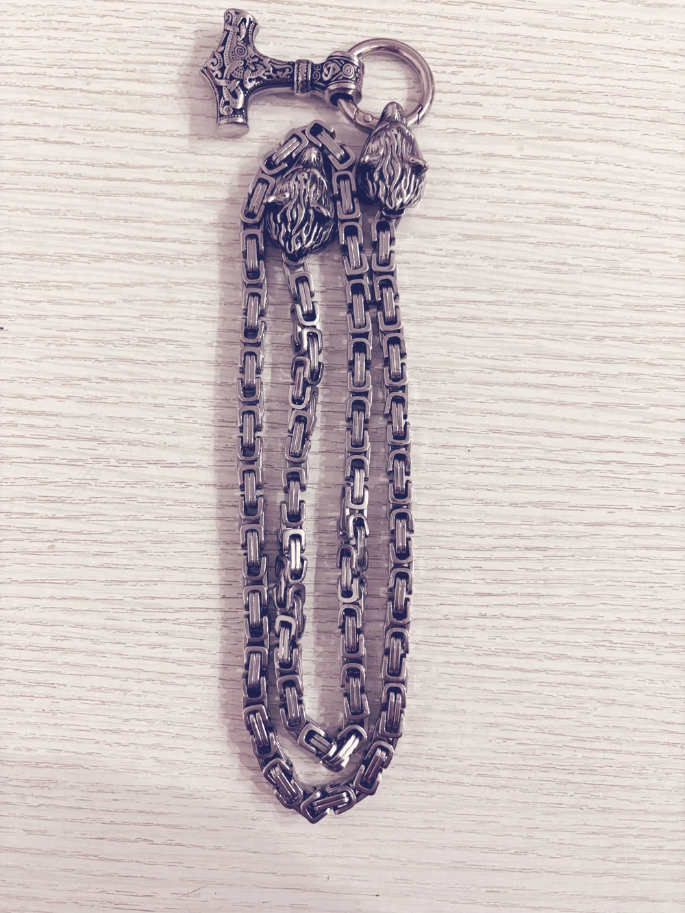 หัวหมาป่าจี้สแตนเลส Nordic Celtic Wolf สร้อยคอผู้ชายไวกิ้งสแกนดิเนเวียน Rune อุปกรณ์เสริมนอร์ส Amulet เครื่องประดับ