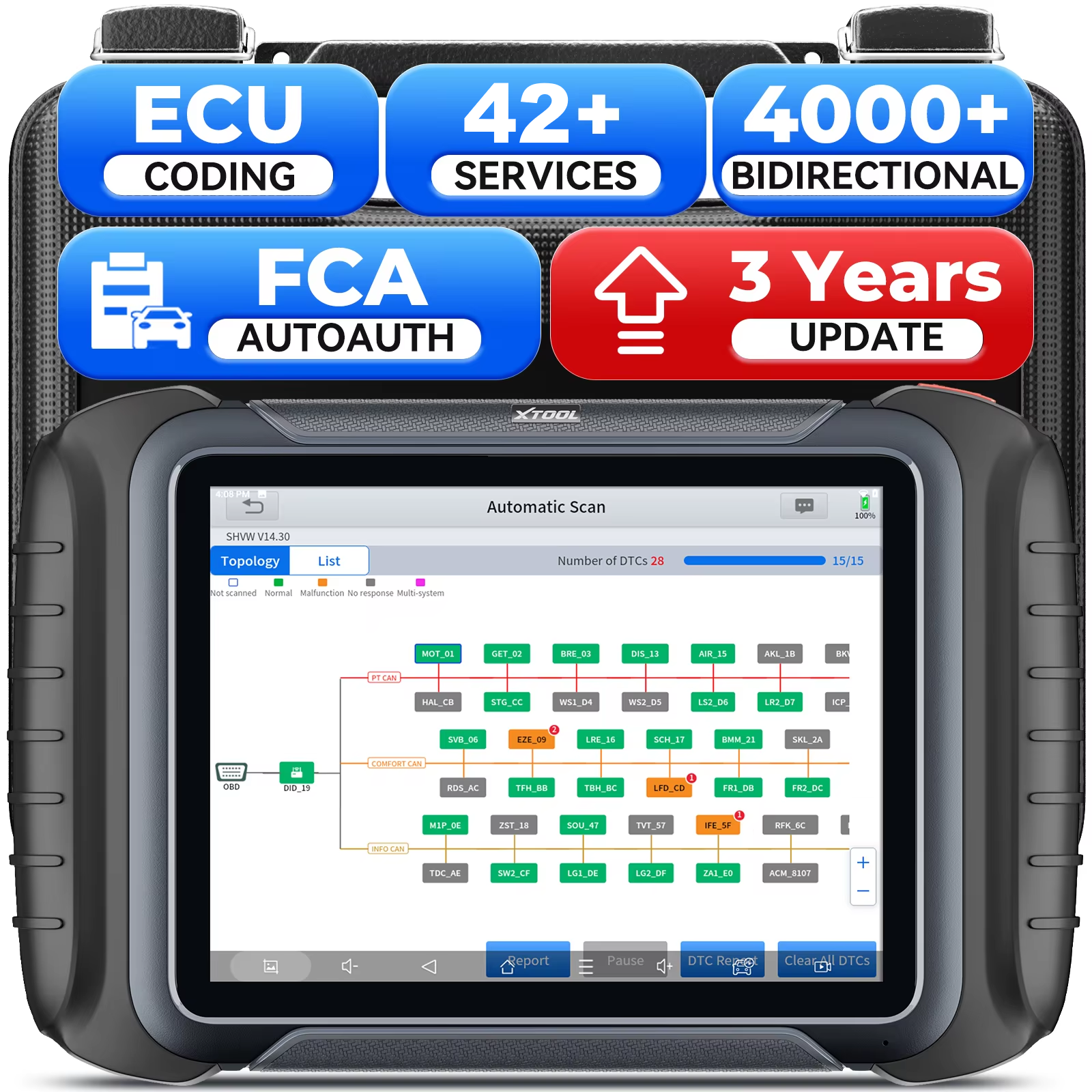 2025 XTOOL D8S Autodiagnosetools OBD OBD2-Scanner Bidirektionaler Scanner CAN FD DOIP FCA AutoAuth 42+ Resets ECU-Codierungswerkzeug