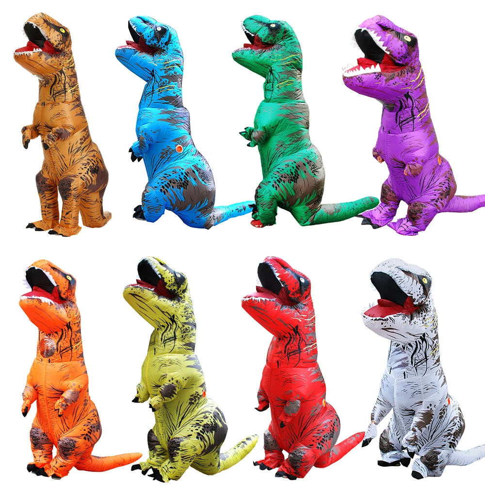 ผู้ใหญ่เด็กไดโนเสาร์ T-Rex Inflatable เครื่องแต่งกาย Purim ฮาโลวีน Mascot อะนิเมะปาร์ตี้คอสเพลย์เครื่องแต่งกายชุดแฟนซีชุด
