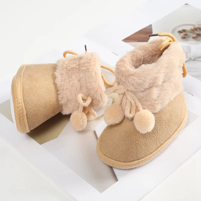 Botas de neve peludas de inverno Baywell – Sapatos de primeiros caminhantes com sola macia para bebês meninas de 0 a 18 meses