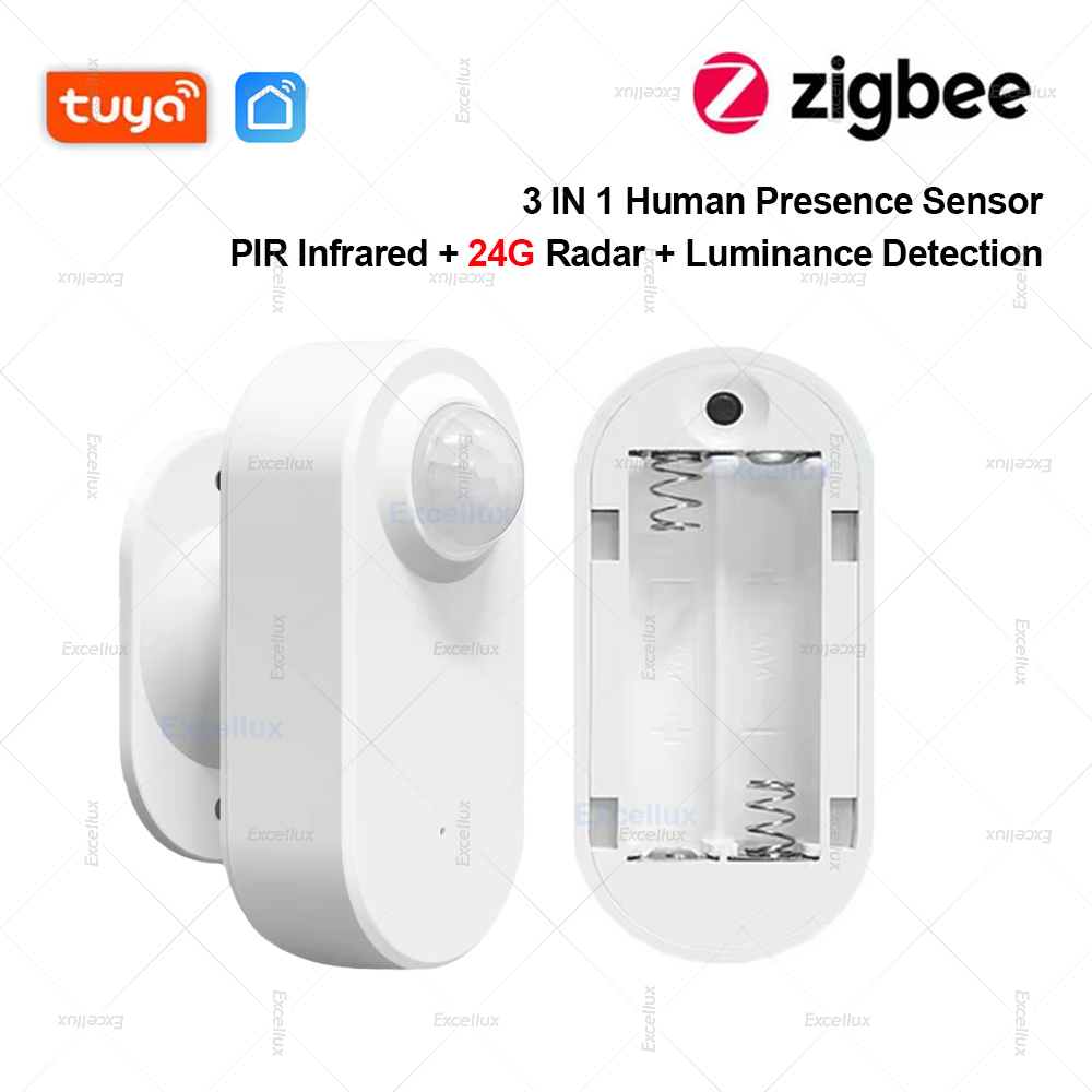Sensor de presencia humana Tuya Zigbee de 24G, Detector de Radar MmWave con Sensor de luminancia de movimiento PIR alimentado por batería, seguridad inteligente para el hogar