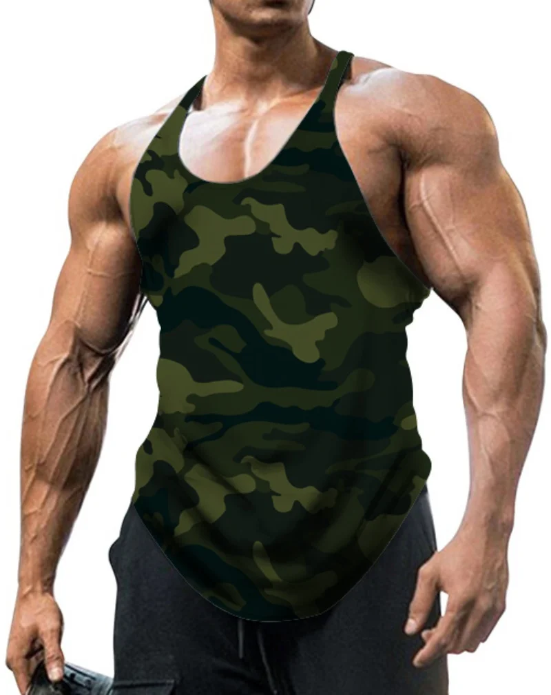 Clearance_Colete masculino de camuflagem fina sem mangas vintage esportivo fitness para treinamento_Visagens contínuas