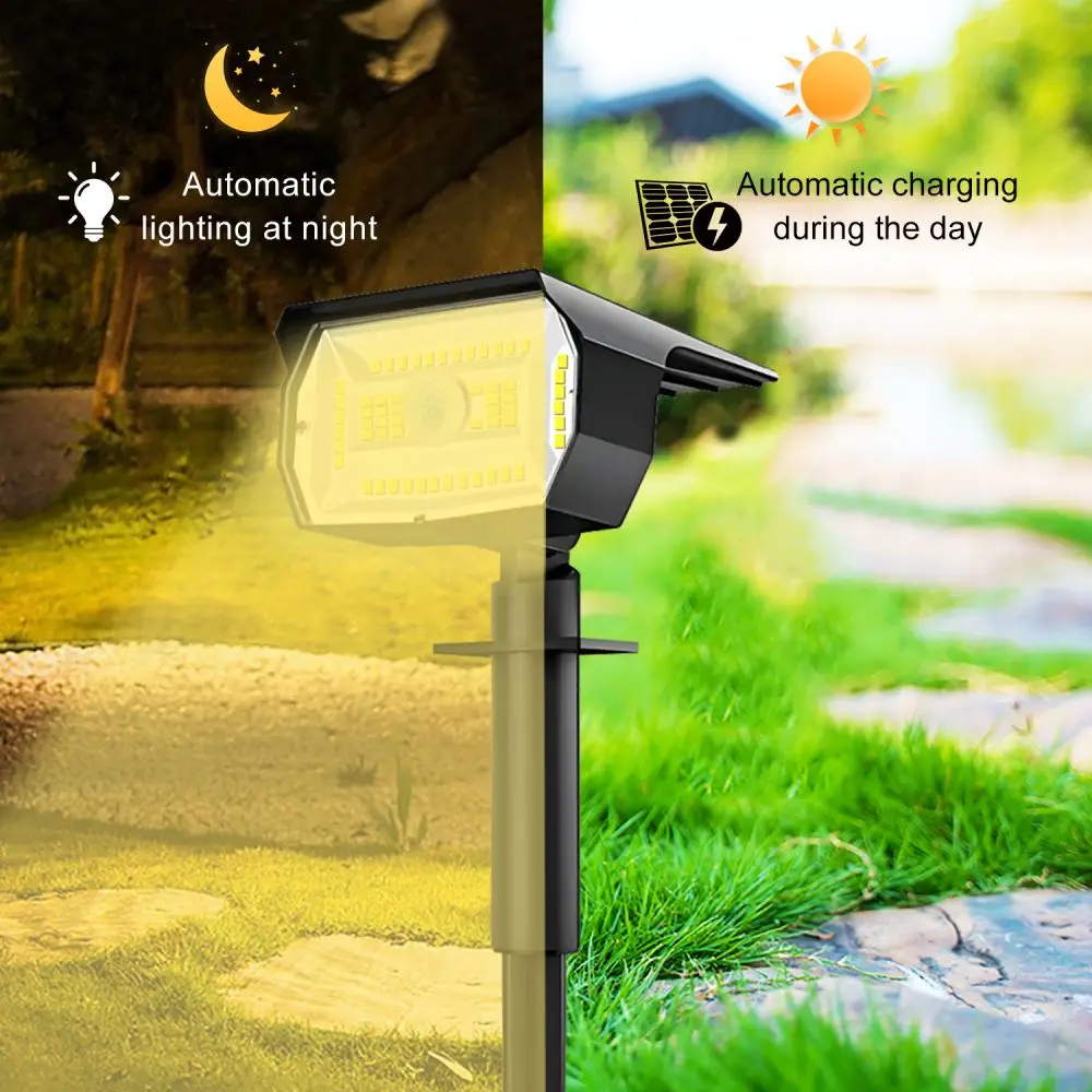 56 LED สปอตไลท์ภูมิทัศน์พลังงานแสงอาทิตย์กลางแจ้งกันน้ํา Motion Sensor 3 โหมดผนังพลังงานแสงอาทิตย์สวนไฟ YARD Porch Pathway