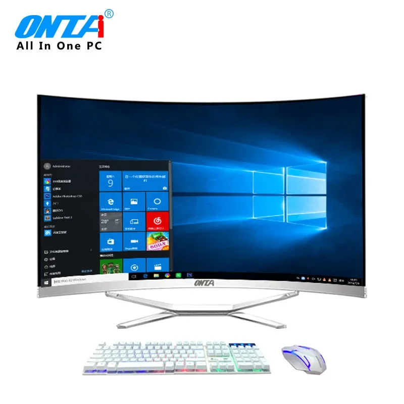 OEM/producción personalizada pantalla curva ordenador todo en uno 23,8 27 juego de 32 pulgadas tarjeta gráfica independiente PC de escritorio todo en uno