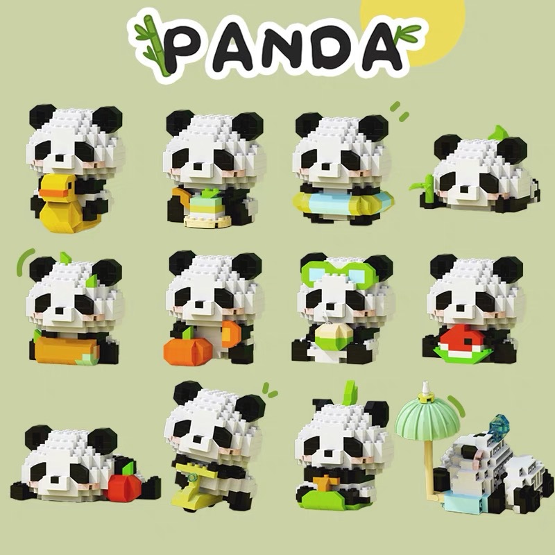 Ensemble de micro blocs de construction Panda, briques granulaires d'animaux au trésor national chinois, cadeau éducatif créatif pour enfants