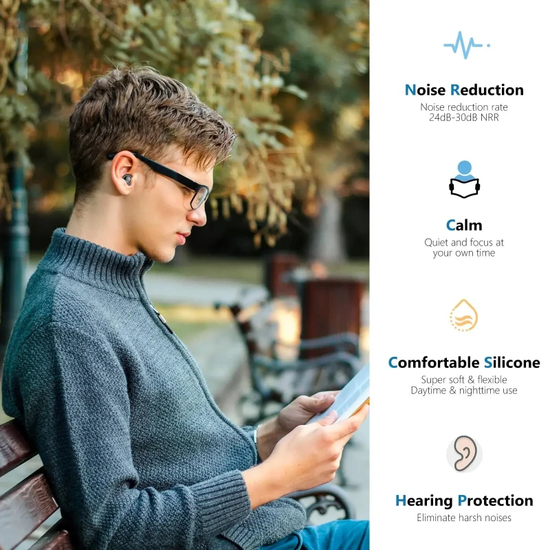 Reusable Silicone Ear Plugs For Sleeping Noise Cancelling Hearing Protection Swimming Concerts Travel Study Work Comfort Fit