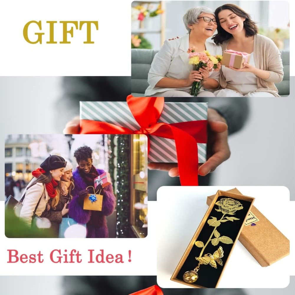 Металлические золотые розы, закладки, Подарочная коробка, искусственные канцелярские товары для учащихся, подарки, уникальный маркер страниц, фотоальбом, зажим для книги