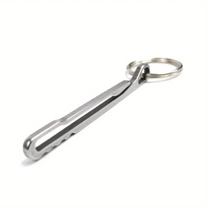 กลางแจ้ง EDC เครื่องมือมัลติฟังก์ชั่กระเป๋าสตางค์สแตนเลสพวงกุญแจ Key Clasp Carabiner คลิปเงิน Camping อุปกรณ์เสริม