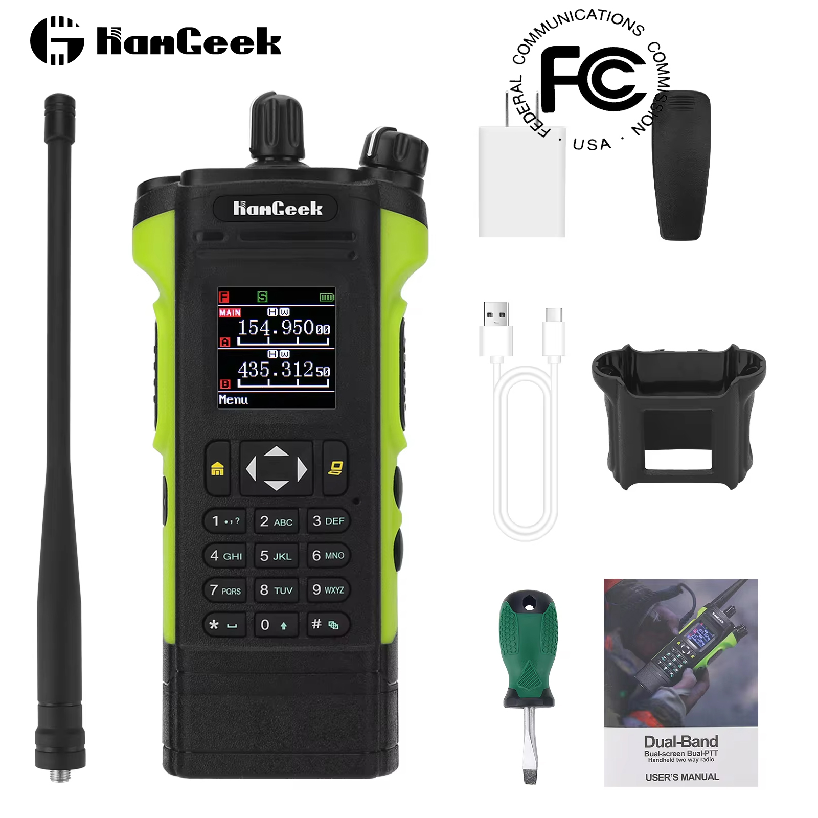 HAMGEEK APX-8000 12 W Dualband Walkie Talkie Radio VHF UHF Handtransceiver mit Dual PTT Duplex Arbeitsmodus