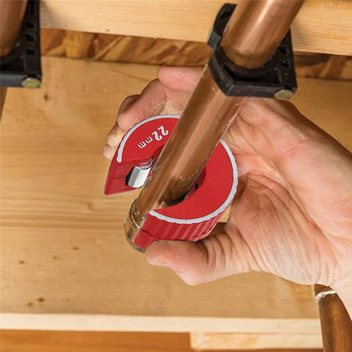 เครื่องตัดท่อทองแดงขนาด15มม. และ22มม. 2ชิ้นเครื่องมือตัดท่อโลหะสังกะสีอัตโนมัติขนาดเล็กสำหรับตัดท่ออลูมิเนียมทองแดง