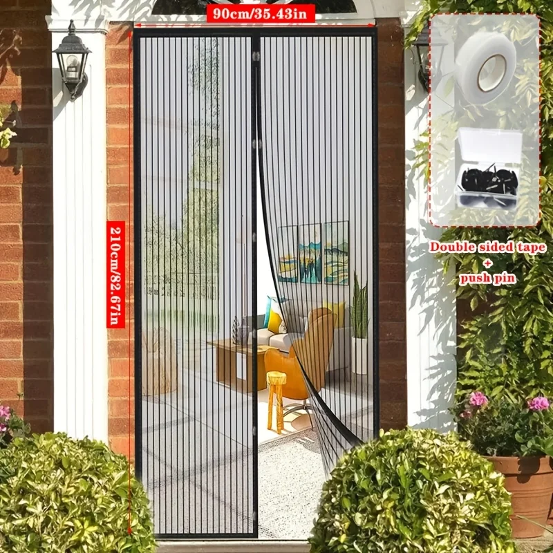 Magnetische Sichtschutztür mit automatischem Netzgewebe – insektensicherer Polyester, freihändiger Zugang, selbstdichtend, haustierfreundlich, langlebig für Zuhause und draußen