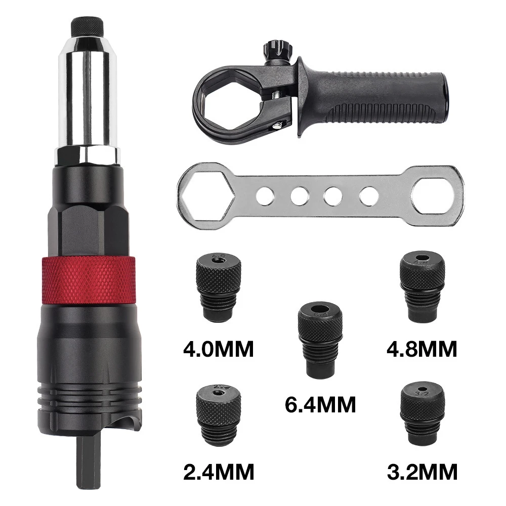 Home Cordless Riveting Machine Kit 2.4MM/3.2MM/4.0MM/4.8MM/6.4MM Electric Rivet Nut Tool Adapter Insert Nut Rivet Gun Adapter