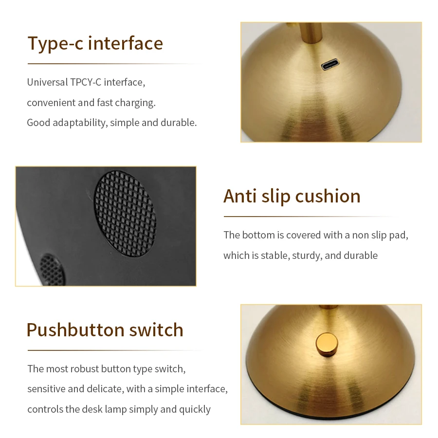 Lámpara de mesa LED con Sensor táctil, luz nocturna regulable para escritorio, lámpara de lectura inalámbrica recargable para decoración de Hotel, Bar y dormitorio
