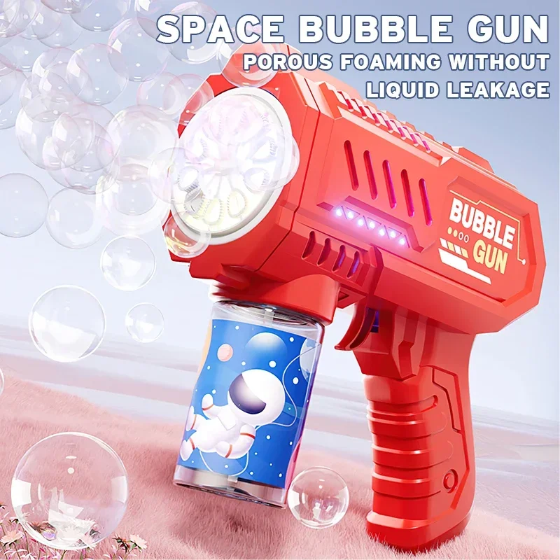 อัตโนมัติ Bubble Gun Rocket Bubbles เครื่องเป่าลมอัตโนมัติ Bubble Liquid ของเล่นสําหรับเด็กชายหาดกลางแจ้ง Bubble ของขวัญ