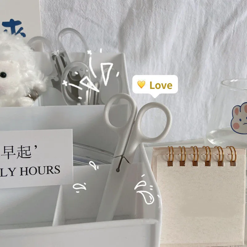 Mini Trắng Kéo Ins Thời Trang Hàn Quốc Nhỏ Màu Be Kéo Di Động Dễ Dàng Cắt Giấy Scrapbook Miếng Dán Kéo Học Sinh Tiếp Liệu