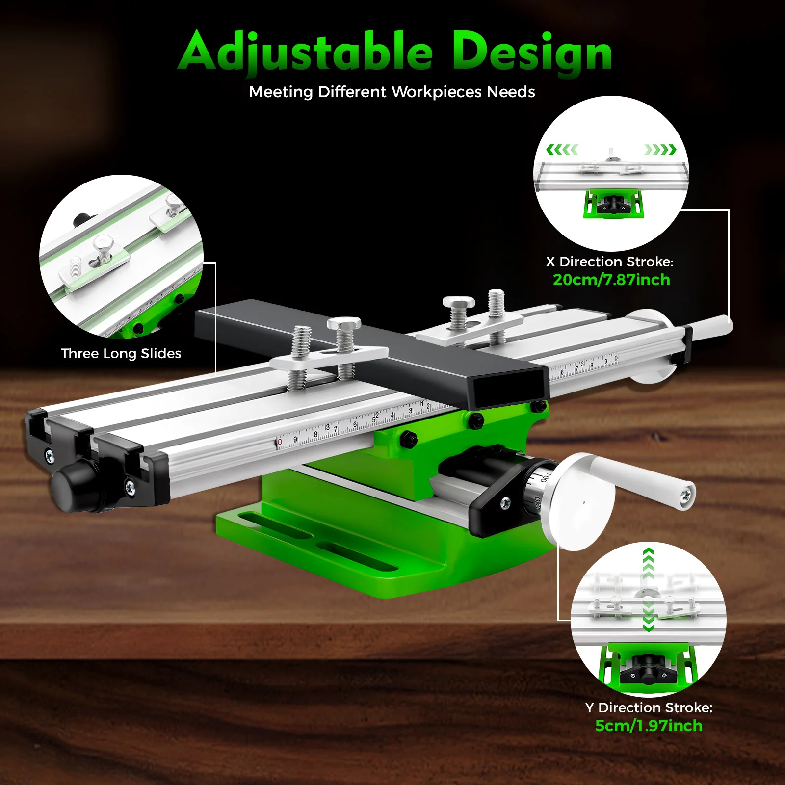 ALLSOME BG-6300 Table à poulies Table coulissante croisée de travail Table de travail pour fraisage banc de forage multifonction réglable X-Y