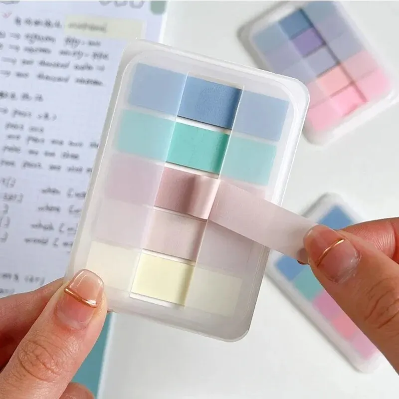1 caja de 100 Uds. De pegatinas de índice, pestañas adhesivas extraíbles, marcadores de página, pestañas de índice adhesivas, notas adhesivas de página grabables, Color transparente