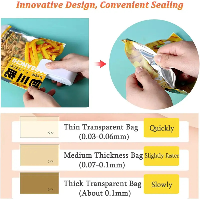 Scelleuse de collations portative de cuisine 1 pièce, scelleuse de sacs en plastique pour la fraîcheur, gadget de cuisine facile à utiliser, emballage de scellage Portable
