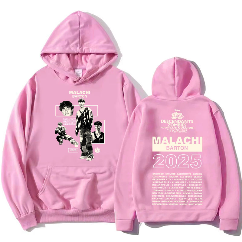 Толстовки Zzombies Worlds Collide Tour 2025, толстовки с рисунком Малачи Бартона, актера, модные пуловеры с капюшоном и длинными рукавами с принтом