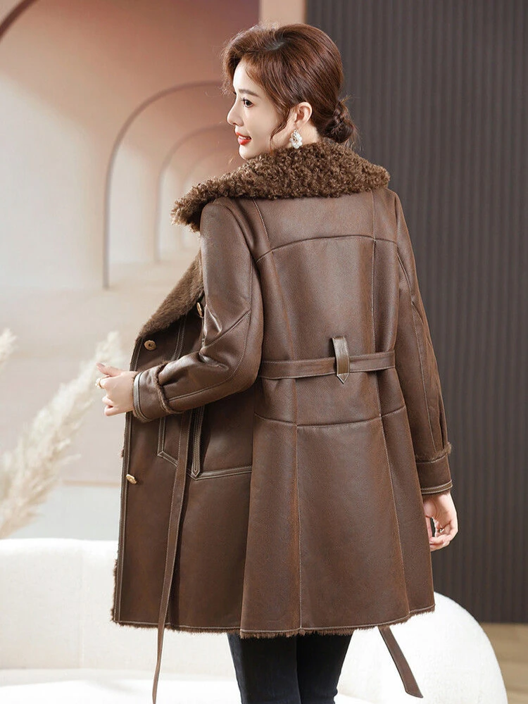 Neue Outwear Herbst Winter Parkas Medium Stil Pelz Einem Mantel in Mode Warme Jacke Nachahmung Fuchs Pelz Atmosphäre Frauen Mantel