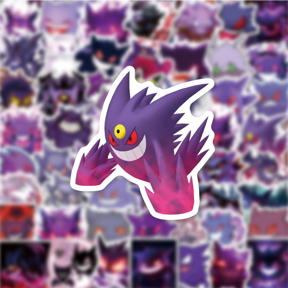 10/30/50 pçs anime pokemon gengar adesivos legal dos desenhos animados crianças decalques brinquedo diy caso de telefone garrafa de água notebook pvc graffiti adesivo