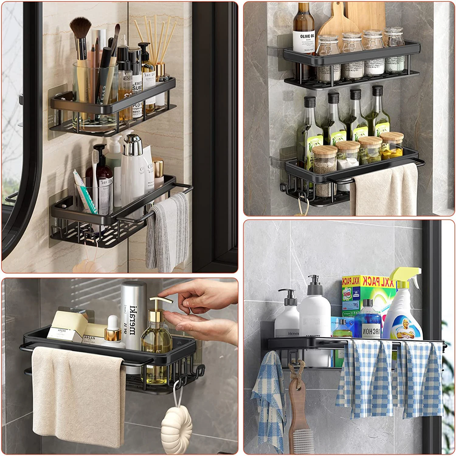Badkamer Plank zonder spijker Douche Hoekplank Aluminium Shampoo Plank Douche Organizer Badkameraccessoires