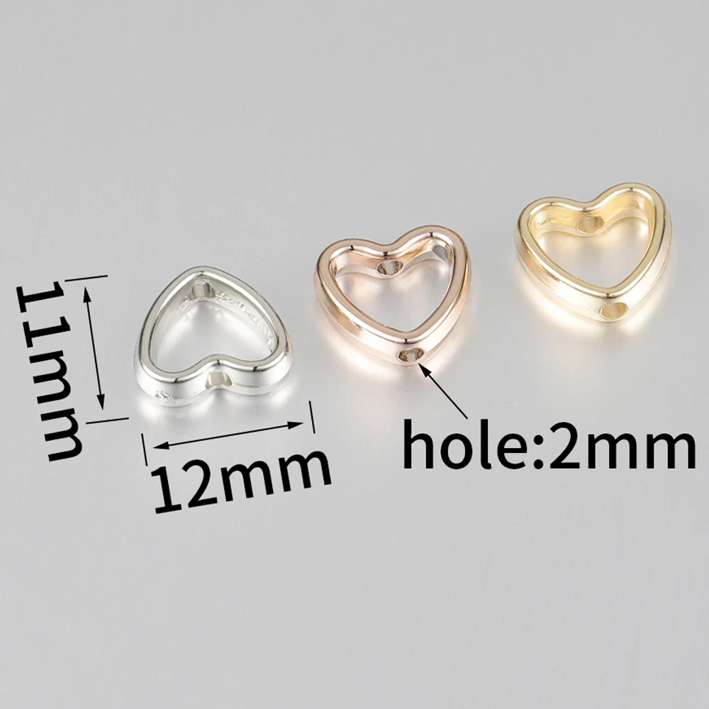 50pcs กรอบหัวใจห่อลูกปัด Double Stright Hole Spacers ลูกปัดแบบหลวมสําหรับเครื่องประดับทํา DIY