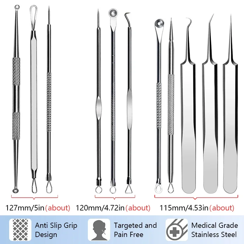 11 Pz/set Acne Rimozione di Comedone Aghi Punti Neri Cleaner Pori Cleaner Pulizia Profonda Viso Cura Della Pelle Strumenti di Bellezza Kit di Aghi