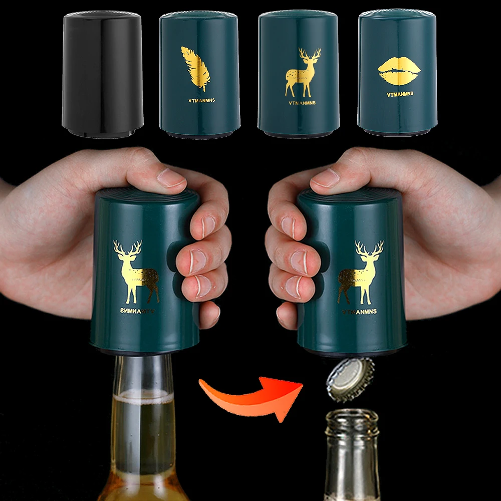 Nymph Sáng Tạo Từ Tự Động Bia Dụng Cụ Mở Nắp Hộp Nhà Bếp Thép Không Gỉ Nắp Ép Bia Bút Khắc Dụng Cụ Vạch Cầm Tay Tiện Ích