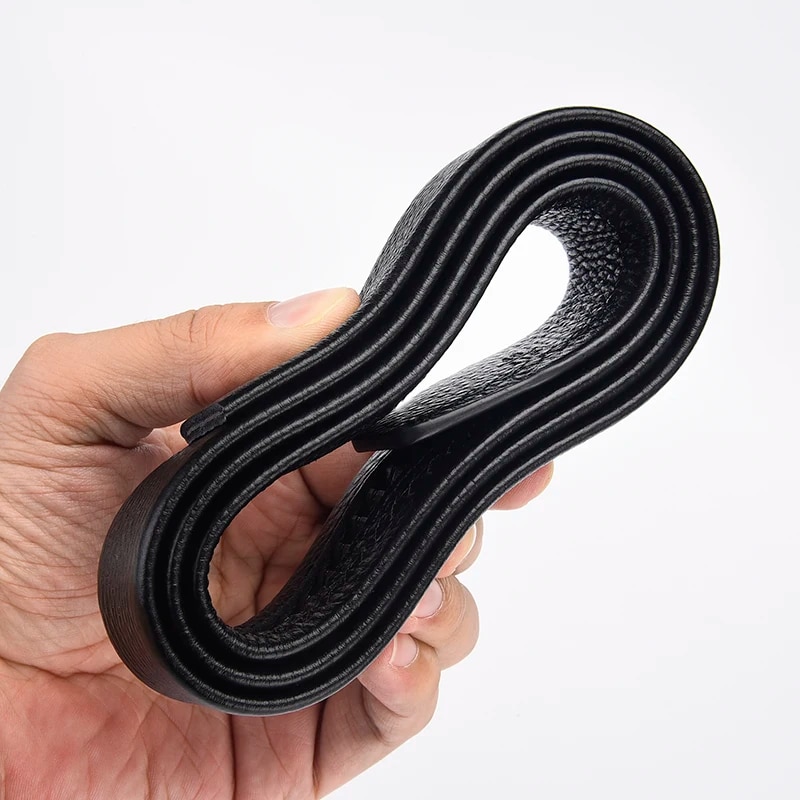 2Pcs Men's Belt Fashion Without Buckle High End Belts Black Soft PU Leather Men Belts Body No Buckle Strap