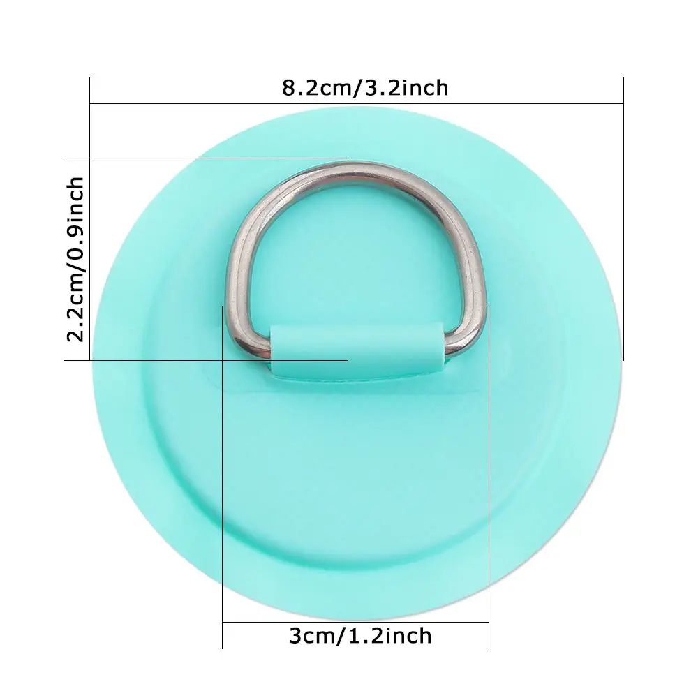 Parche de PVC para tabla de surf, accesorio con cubierta de anillo en D de acero inoxidable, almohadilla de anillo redondo Sup, Kit de cuerda elástica de 5M, 1/4 Uds.