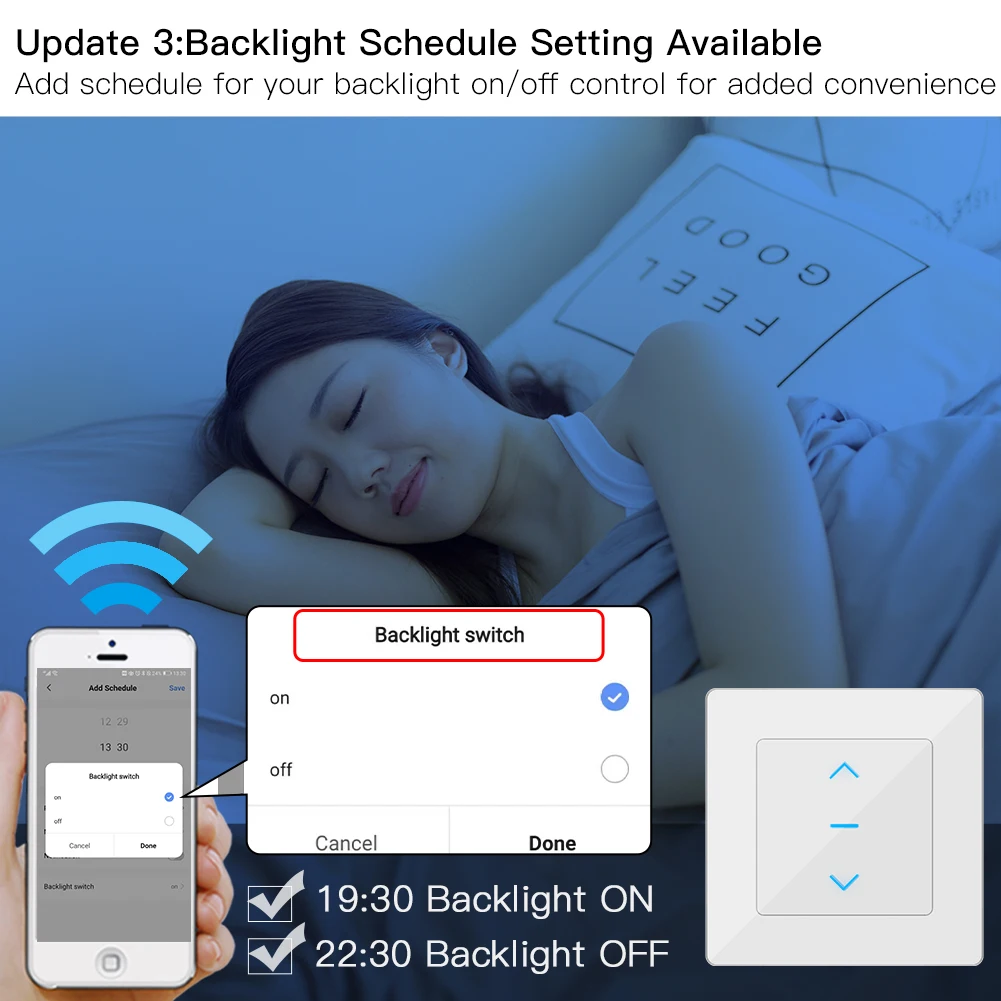 Interruptor de cortina inteligente para cortinas motorizadas e persianas, Touch Design, WiFi, funciona com o aplicativo Tuya Smart Life, Alexa, Google, Novo