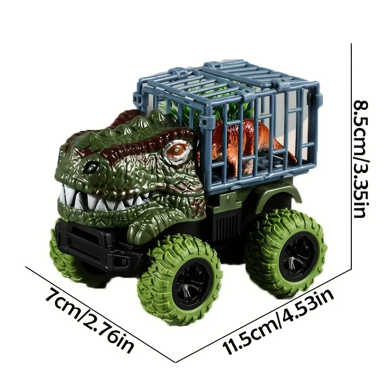 プルバック恐竜トラックおもちゃ 車輸送トラックおもちゃ 恐竜フィギュア付き 男の子用 幼児用 T-レックス恐竜ゲーム モンスタートラック