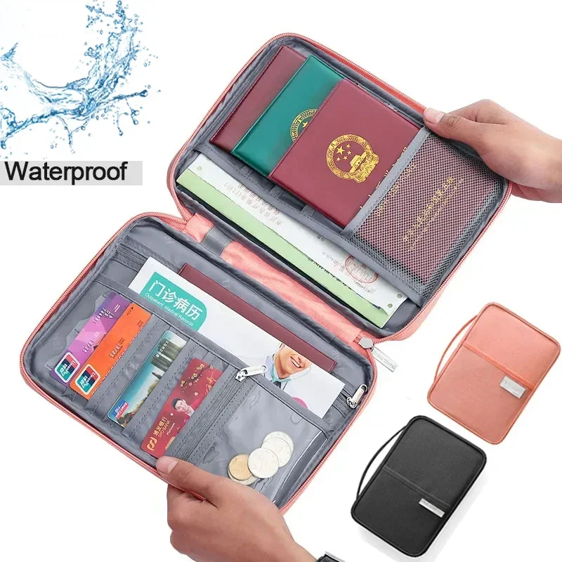 Custodia per passaporto da viaggio impermeabile Unisex donna uomo custodia multifunzione per Organizer per documenti di famiglia borsa per accessori da viaggio