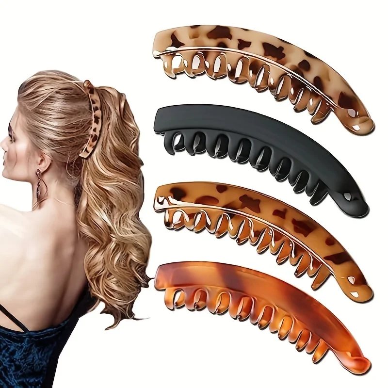 Pinza para el pelo de plátano mate, horquilla en forma de pez, diadema con cola de caballo para mujer, accesorios para el cabello, horquillas, pasadores con abrazadera giratoria
