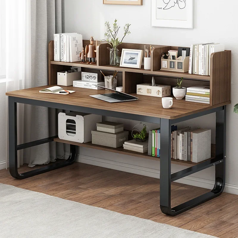 Mesas simples para computador de escritório com estante, mesa de escrita 100 cm, 120 cm, 140cm