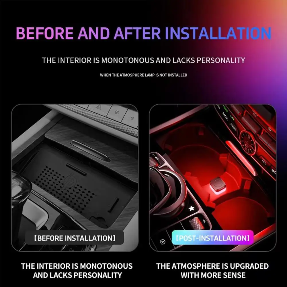 ใหม่ Universal USB ภายในรถ Ambient บรรยากาศไฟสัญญาณ LED อ่านอัตโนมัติโคมไฟตกแต่งอุปกรณ์ตกแต่งภายในรถยนต์