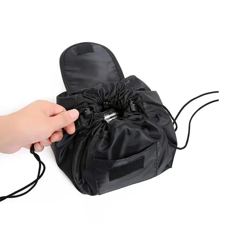 Drawstring Elastic Makeup Storage Bag Women Portable Travel Black Large Capacity Portables Handbag Storage-Bags Trendy