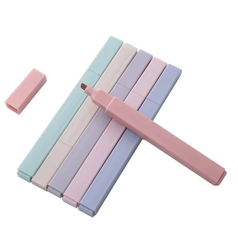 6 pçs/set cor pastel marcador kawaii papelaria cor marcador material escolar estudante marcador marcador japonês papelaria