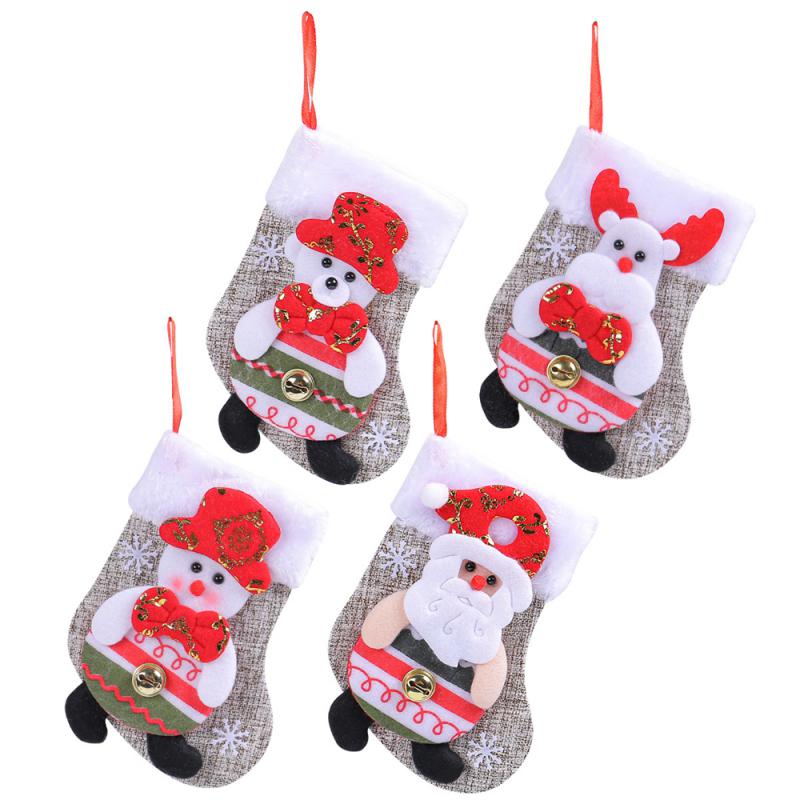 Kaus kaki boneka Natal lintas batas kaus kaki natal lembut kartun tas hadiah permen manusia salju Santa Claus