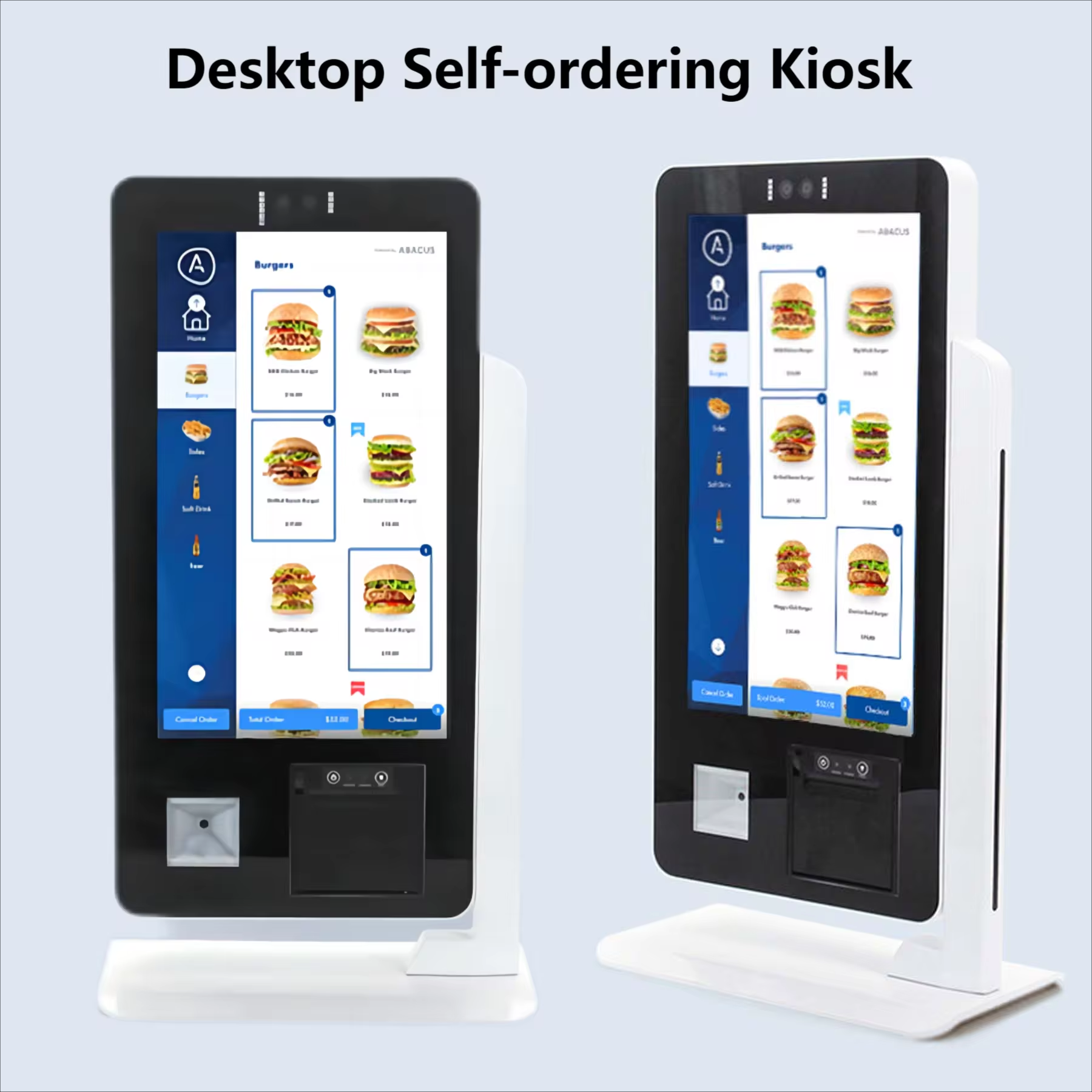 Quiosque de tela sensível ao toque de mesa de 15,6 polegadas, máquina de pedido automático com scanner 2D e impressora de 58 mm, terminal de pagamento sem acesso