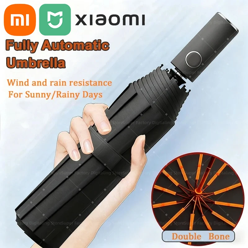 Xiaomi MIJIA 24-костный складной зонт, полностью автоматический двойной костный SPF 50, защита от ультрафиолета, дождевик, сопротивление ветру, зонт