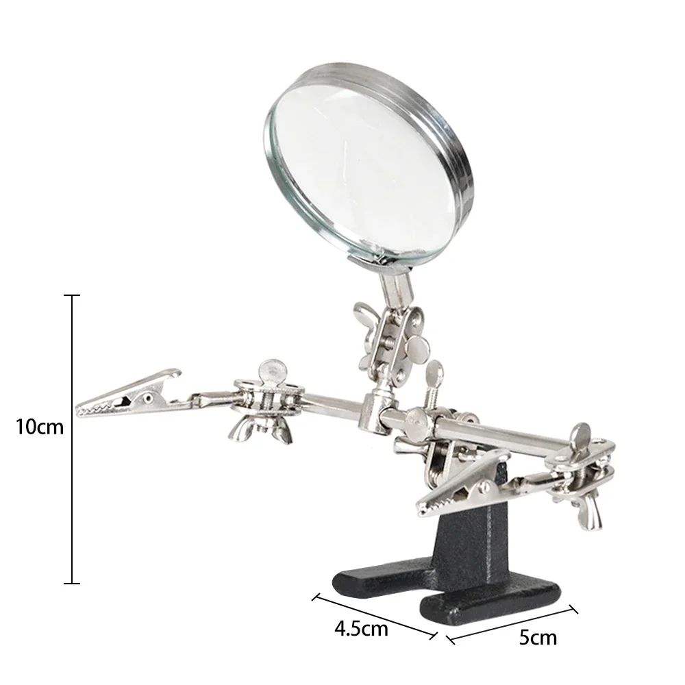 Lupa de Clip de soldadura ajustable 3,5X 5X 12X con placa de circuito eléctrico, soporte de hierro para reparación, lupa de escritorio con luz LED