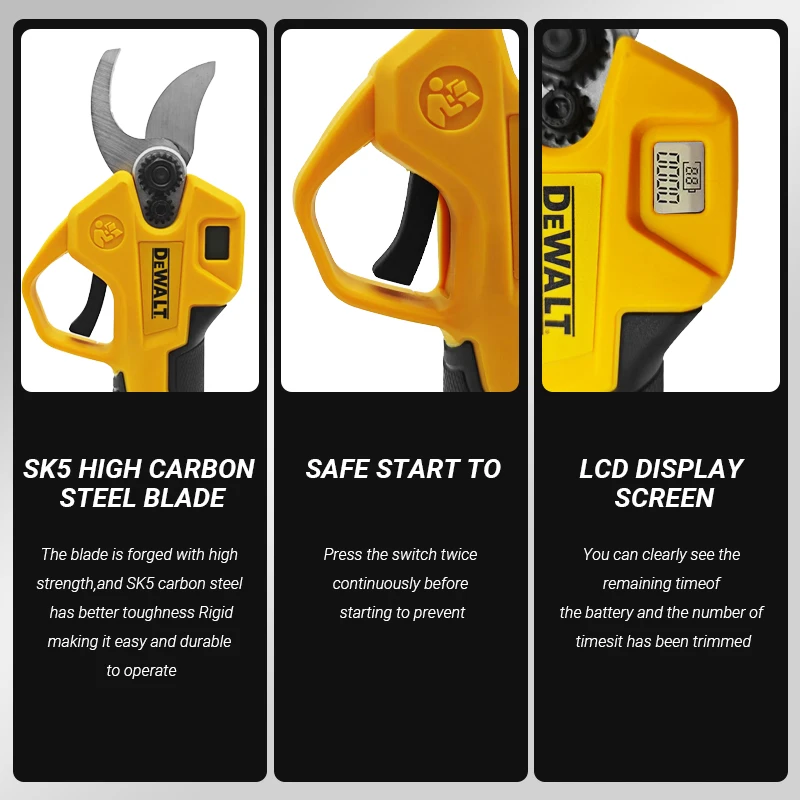DEWALT 20V Brushless Electric Scissors Cordless Pruning Shears Multifunctional Fruit Tree Branche Cutter Garden Tool