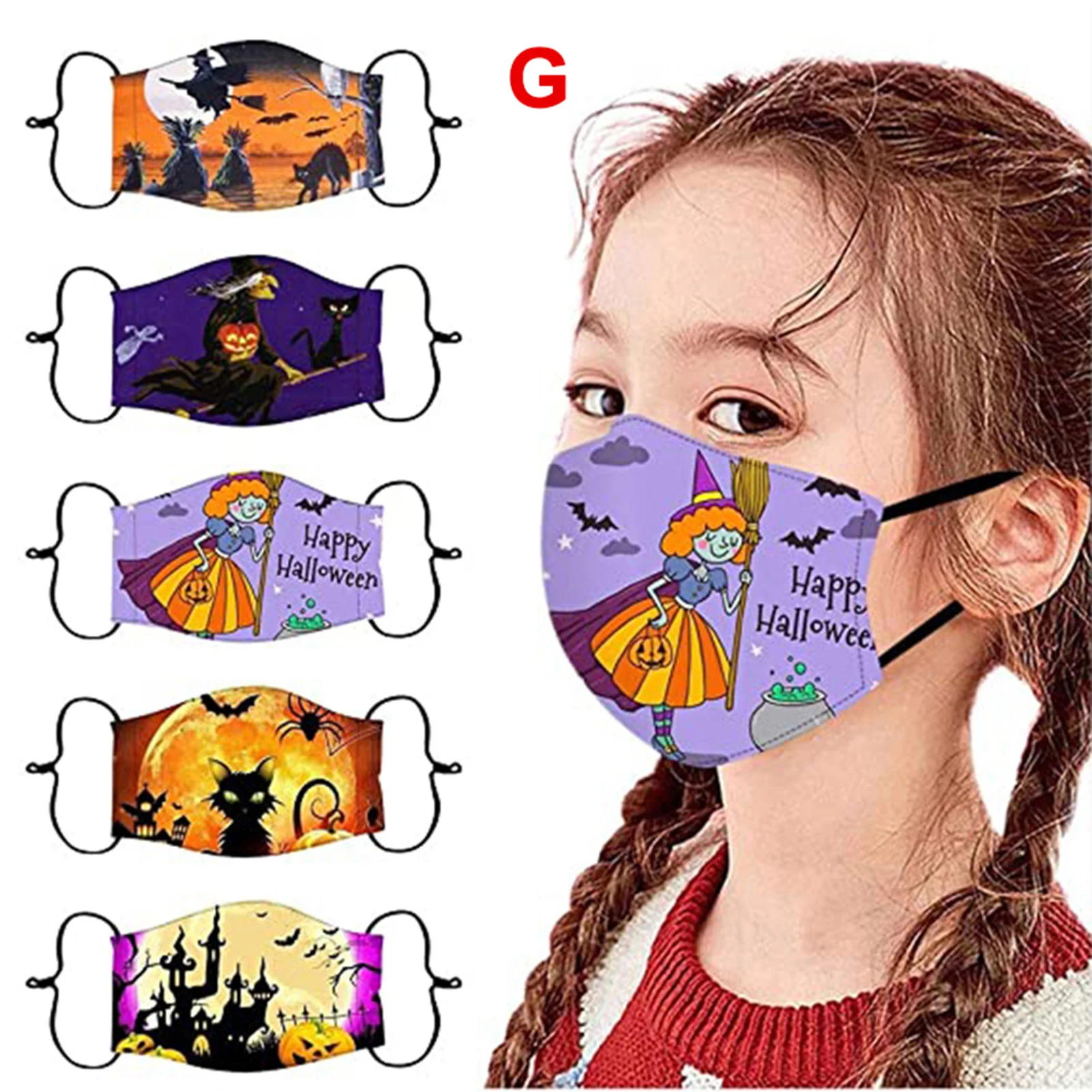 Halloween-Themenmuster, Kindermaske, atmungsaktiv, schönes Design, Kindermaske für Schuljungen und coole Mädchen