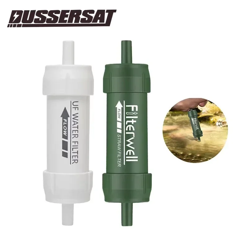 DUSSERSAT Outdoor Mini Waterfilter Stro Camping Zuivering Draagbare Wandelwaterzuiveraar voor overleving of noodbenodigdheden