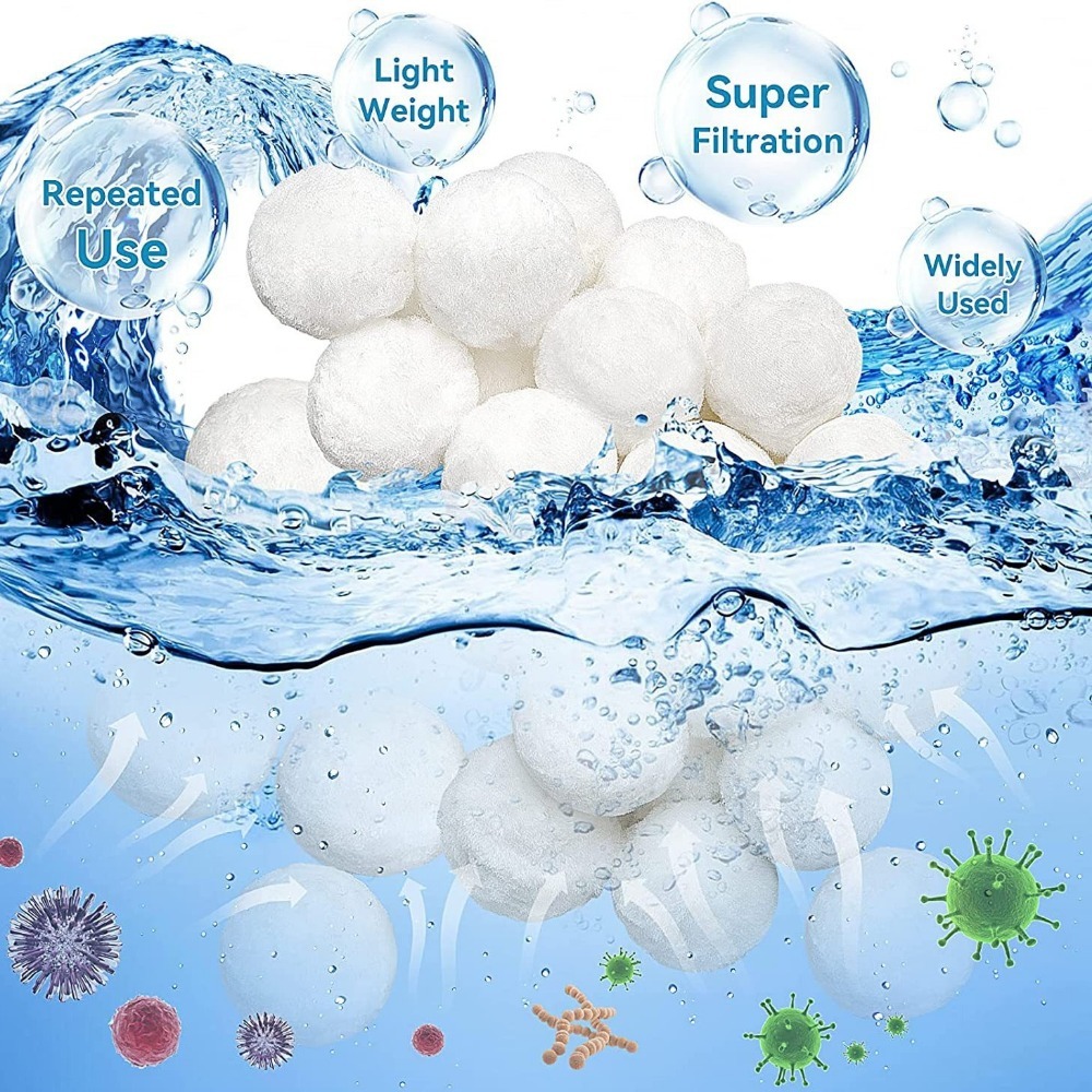 200/300/500/700g ตัวกรองสระว่ายน้ำลูกบอลใยน้ำบริสุทธิ์บำบัดน้ำเสียถังกรองสำลี