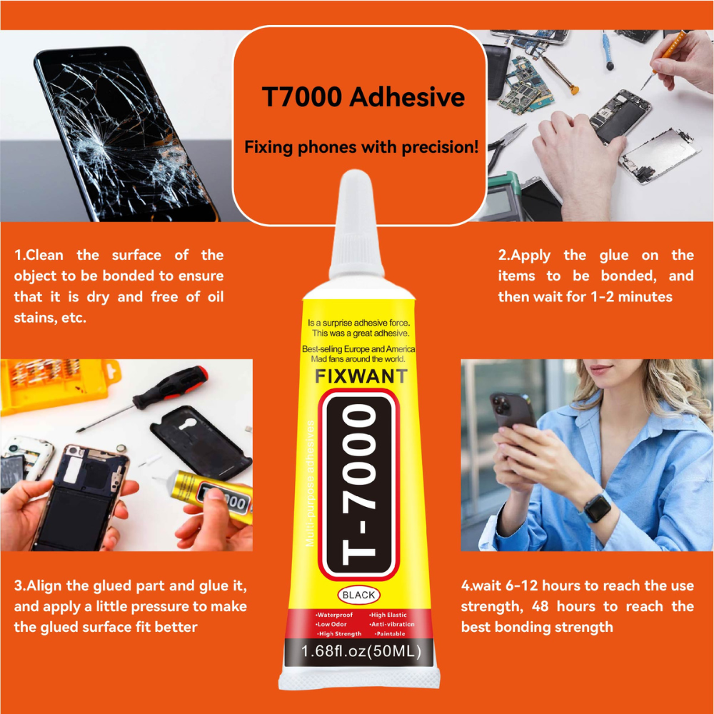 T7000 Black Contact Cellphone Tablet Repair Adhesive Strong T-7000 Glue 15ML with Fine Needle