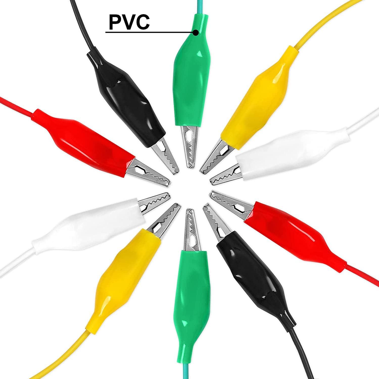 10 Uds. Clip de cocodrilo de 50cm, Clips de cocodrilo de doble punta, Clip de Cable de prueba para pruebas eléctricas, conexión de circuito