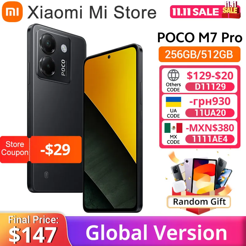 【Marca +】 El más nuevo POCO M7 Pro 5G Versión Global Dimensity 7025-Ultra 120Hz FHD + Pantalla AMOLED para el cuidado de los ojos Batería de 5110mAh NFC